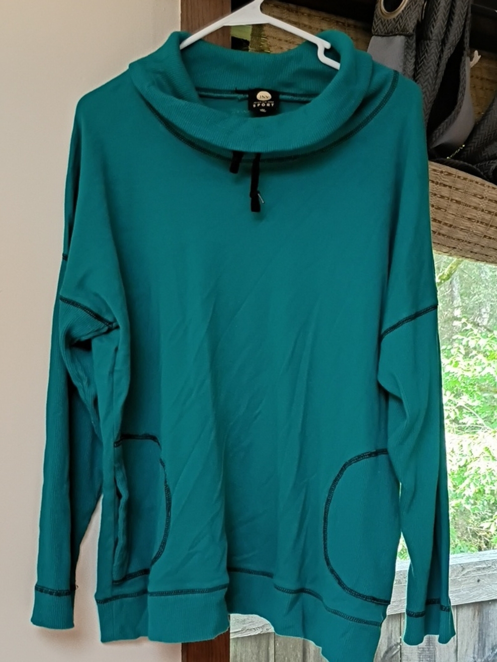 Sporto Teal/Turquoise Turtleneck Drawstring Sweater